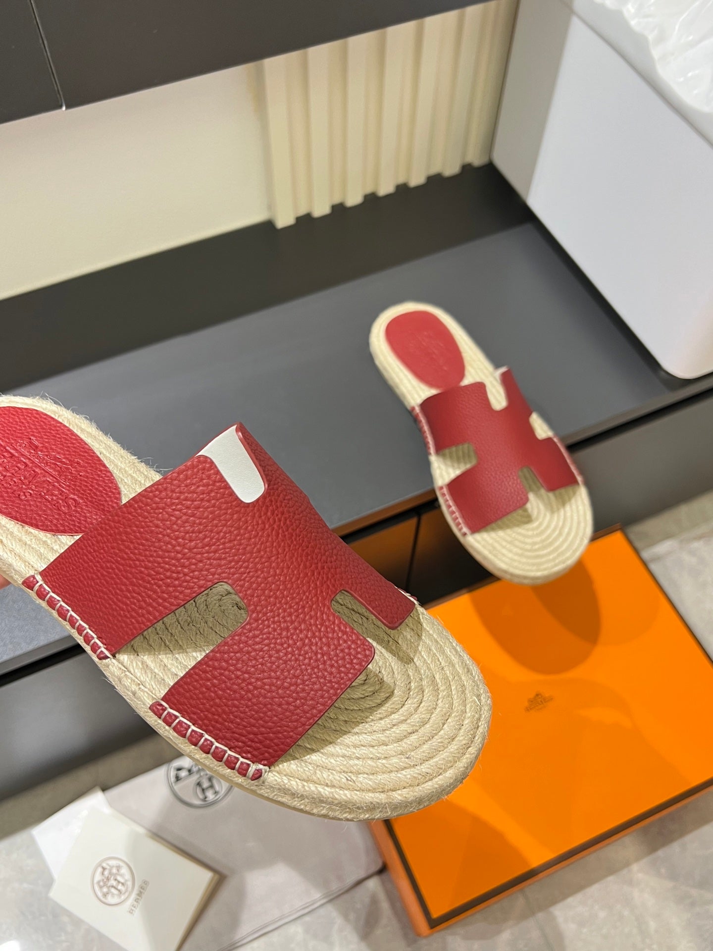 HM Men's Antigua Espadrille Slide Red Lambskin 590816