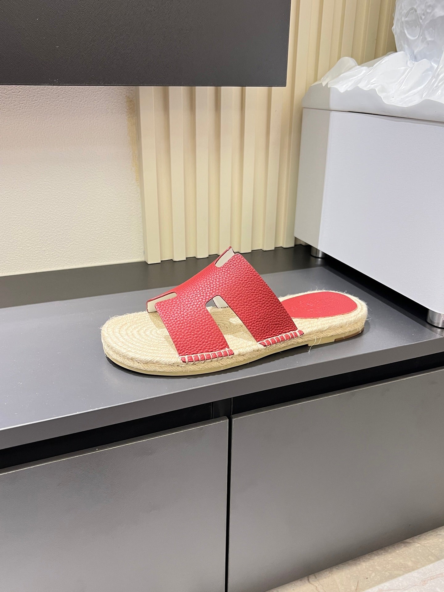 HM Men's Antigua Espadrille Slide Red Lambskin 590816