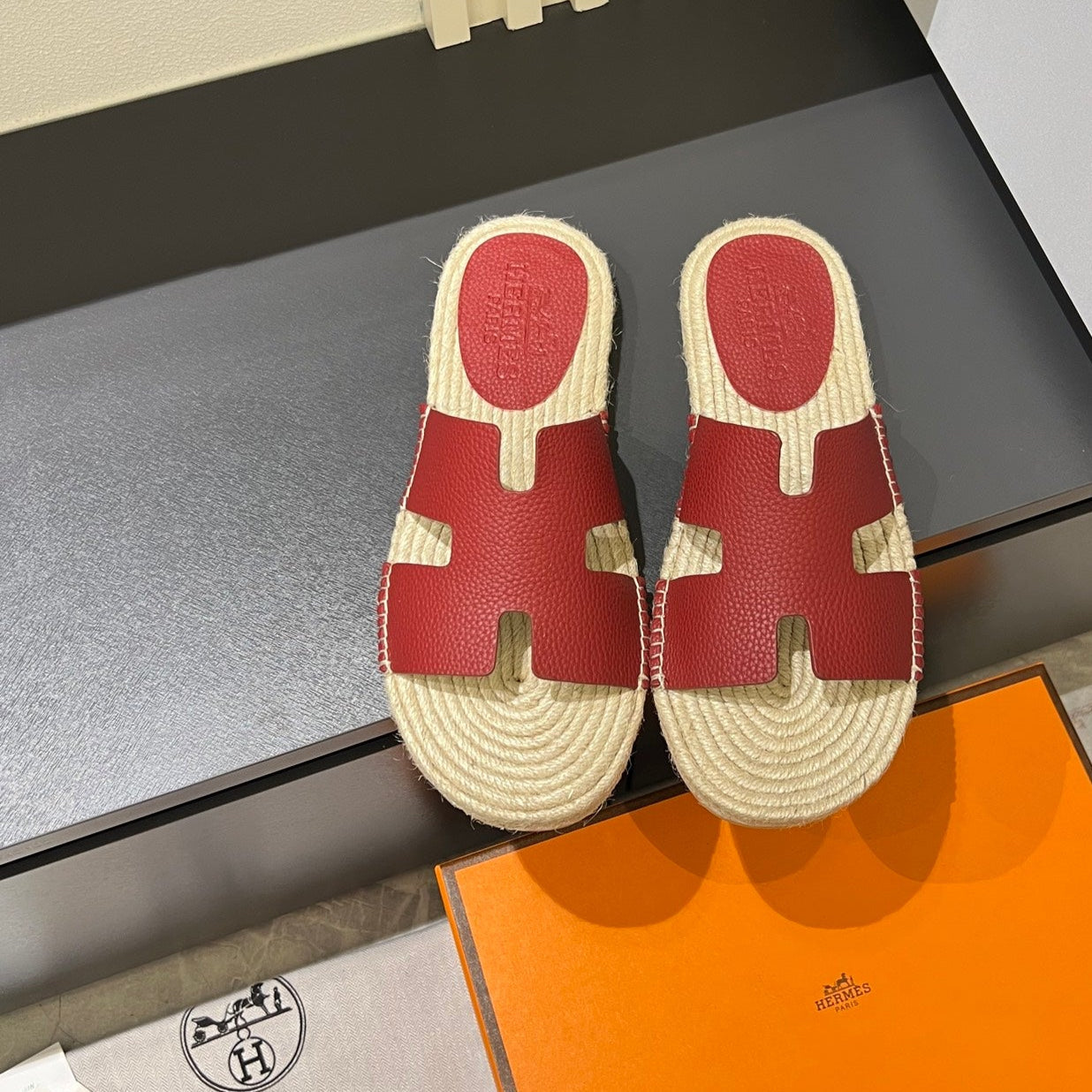 HM Men's Antigua Espadrille Slide Red Lambskin 590816