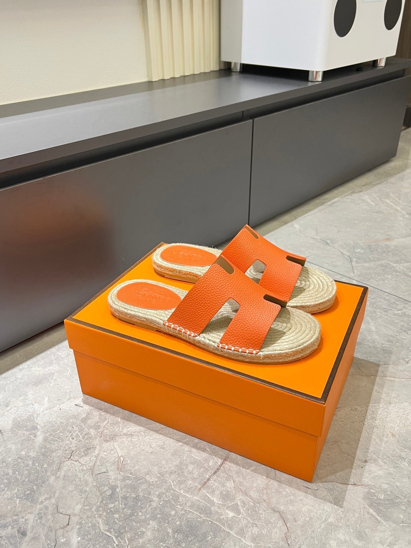 HM Men's Antigua Espadrille Slide Orange Lambskin 590821