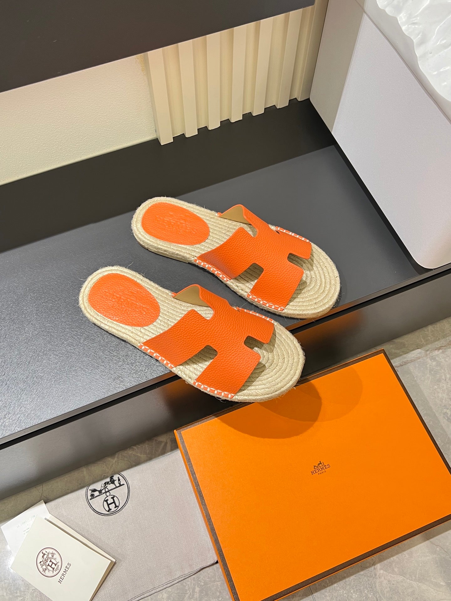 HM Men's Antigua Espadrille Slide Orange Lambskin 590821