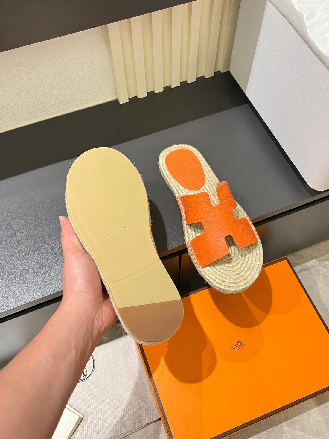 HM Men's Antigua Espadrille Slide Orange Lambskin 590821