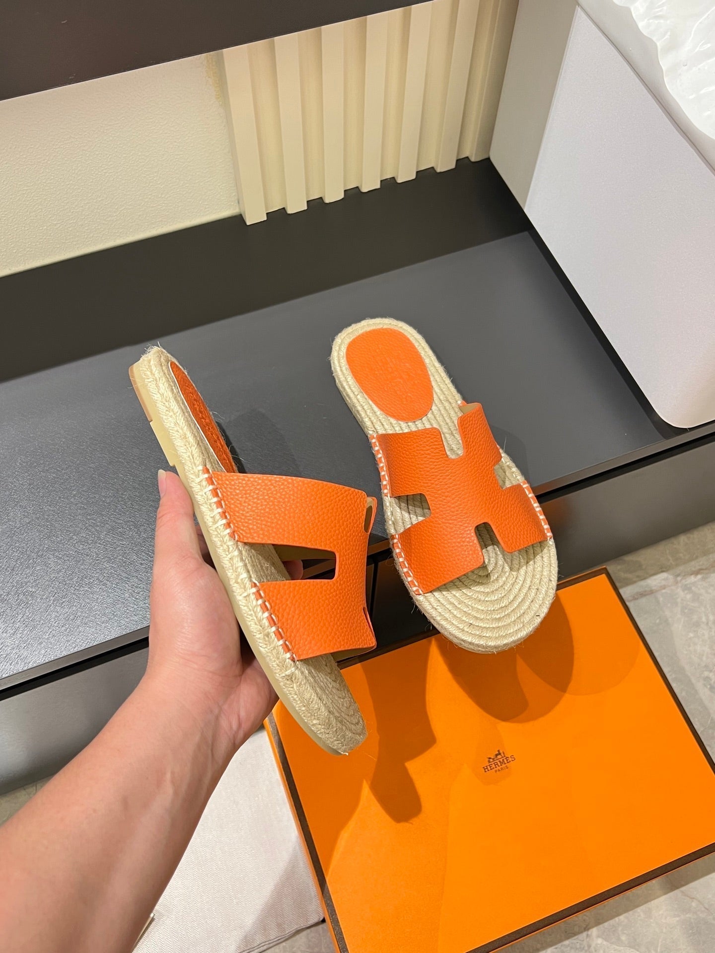 HM Men's Antigua Espadrille Slide Orange Lambskin 590821