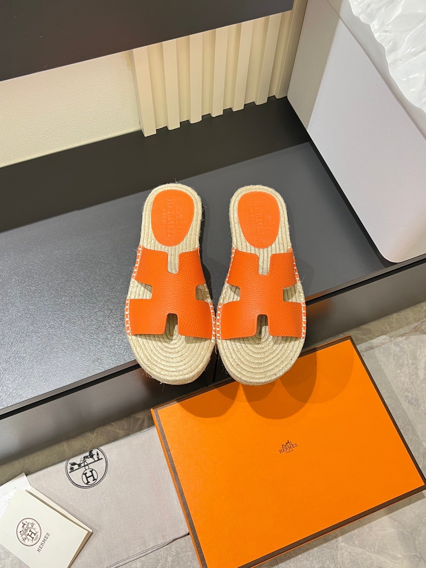 HM Men's Antigua Espadrille Slide Orange Lambskin 590821