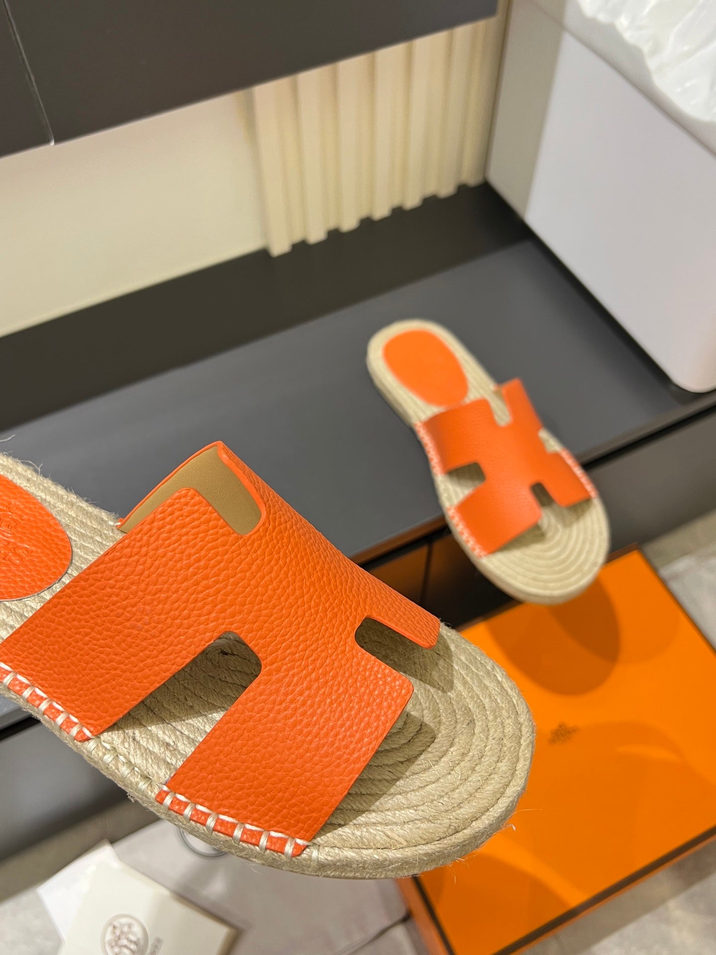 HM Men's Antigua Espadrille Slide Orange Lambskin 590821