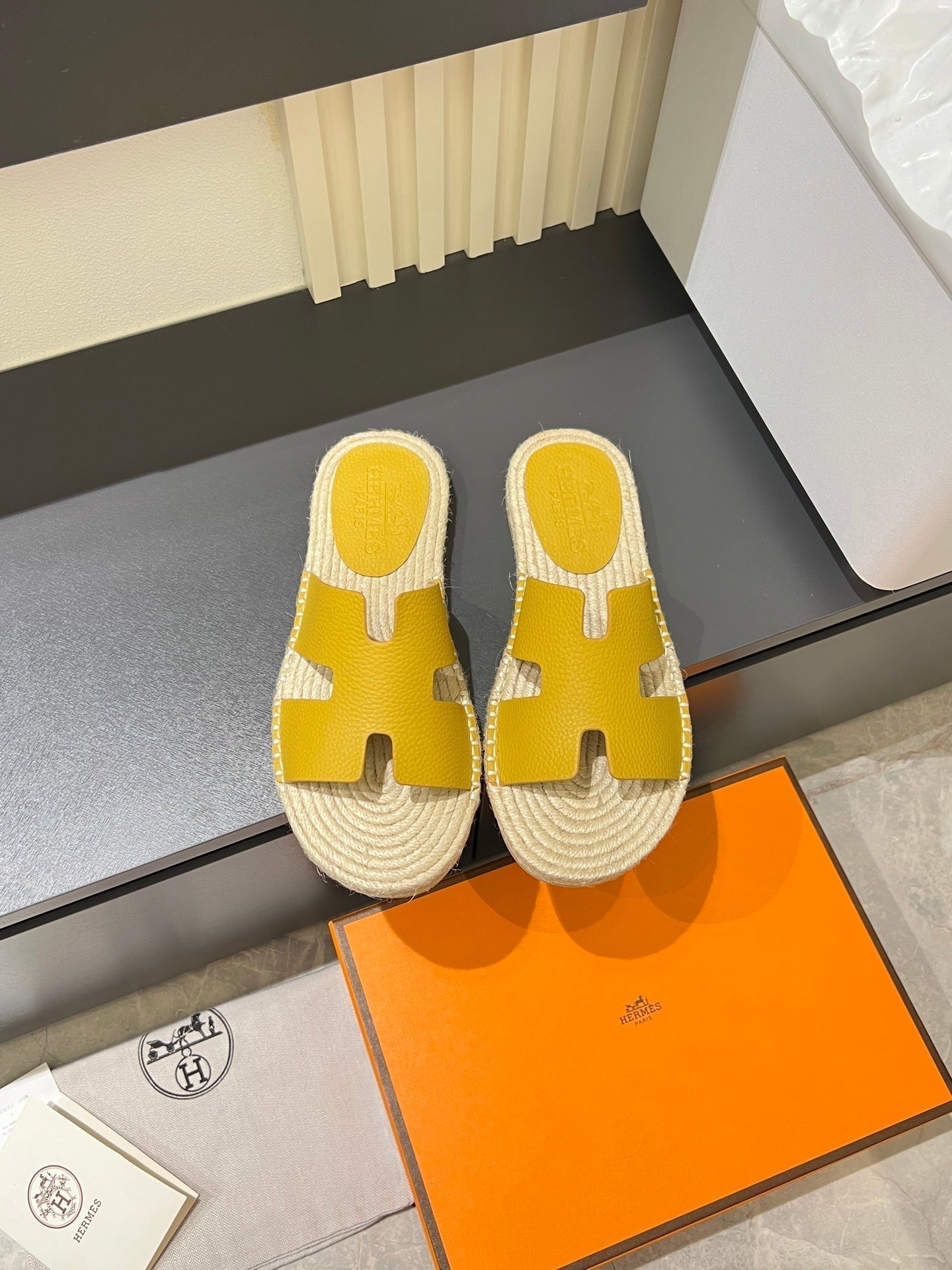 HM Men's Antigua Espadrille Slide Yellow Lambskin 590825