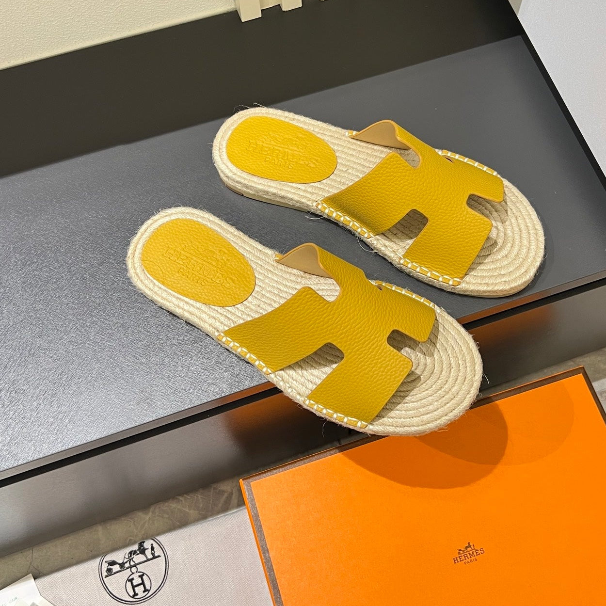 HM Men's Antigua Espadrille Slide Yellow Lambskin 590825