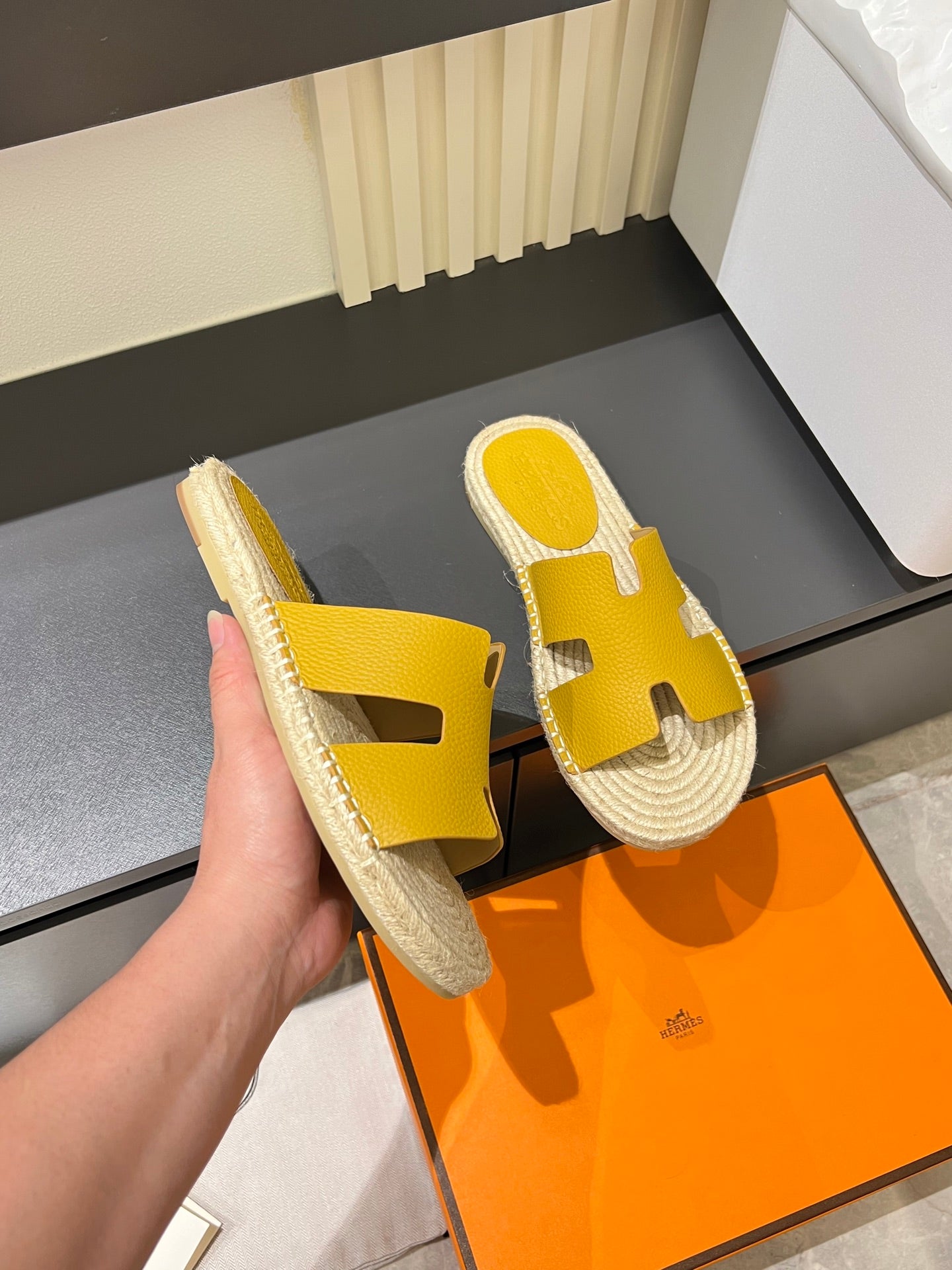 HM Men's Antigua Espadrille Slide Yellow Lambskin 590825