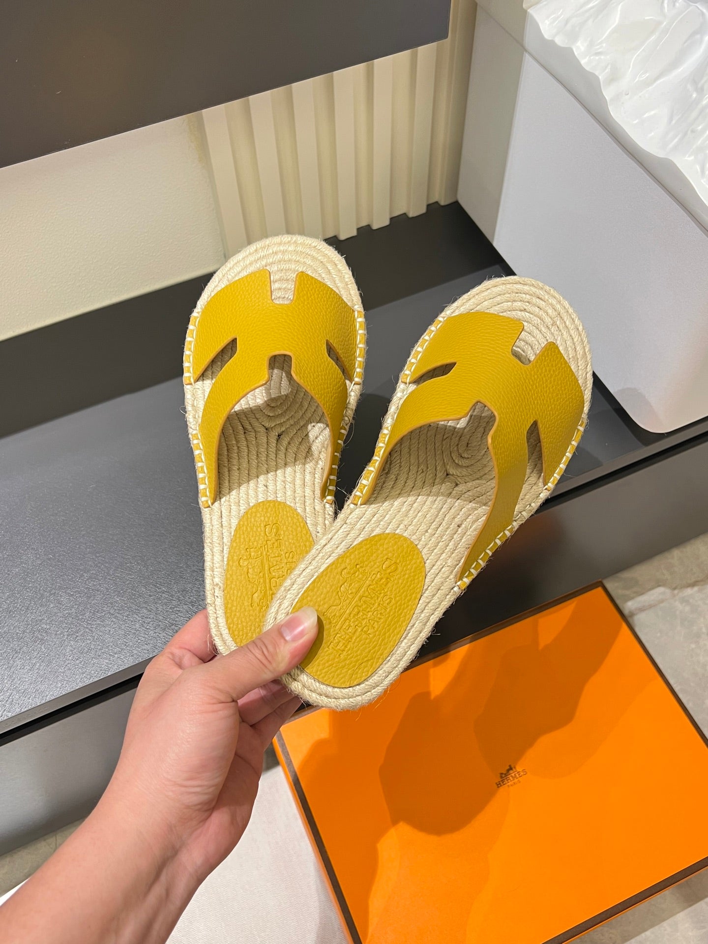 HM Men's Antigua Espadrille Slide Yellow Lambskin 590825