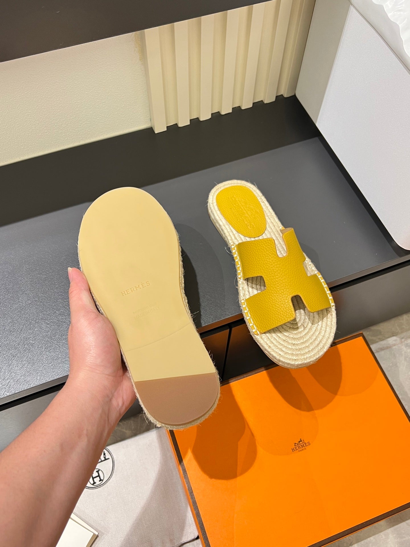 HM Men's Antigua Espadrille Slide Yellow Lambskin 590825