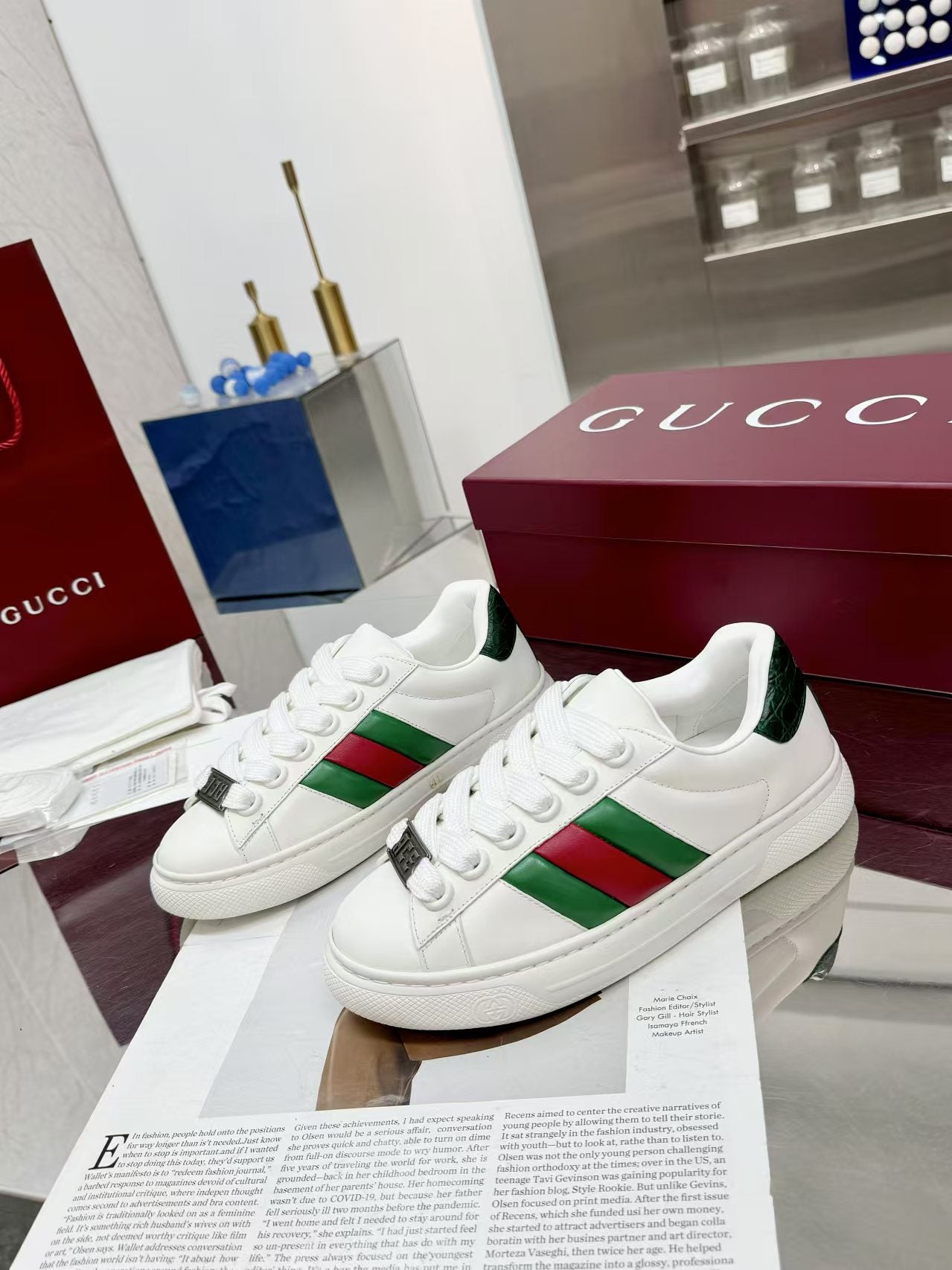 GG Men's ACE Sneaker White Cowhide 574741