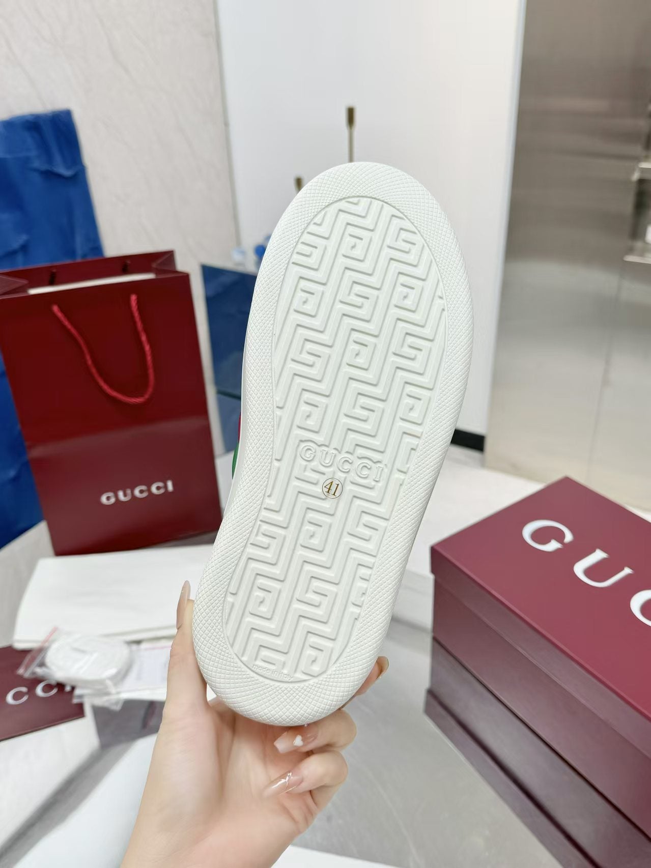 GG Men's ACE Sneaker White Cowhide 574741