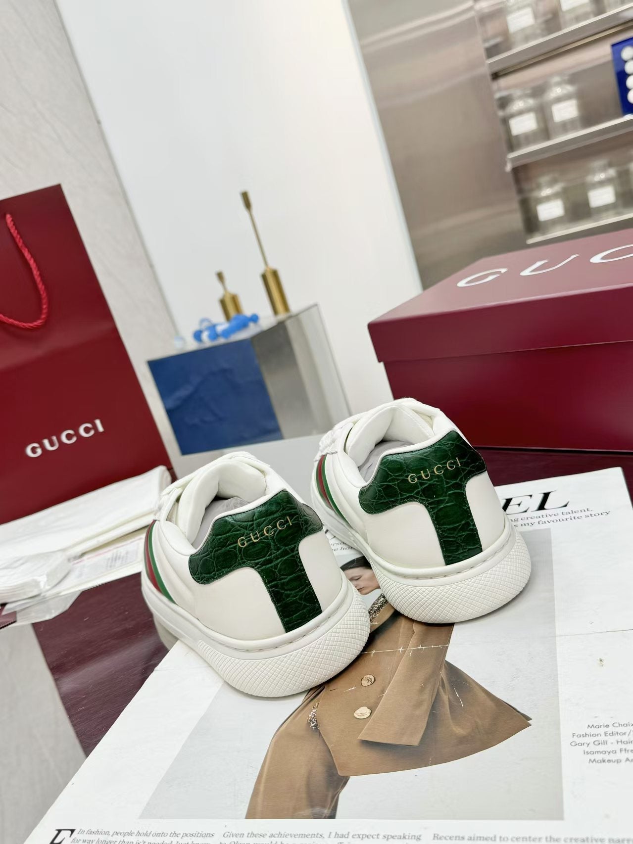 GG Men's ACE Sneaker White Cowhide 574741