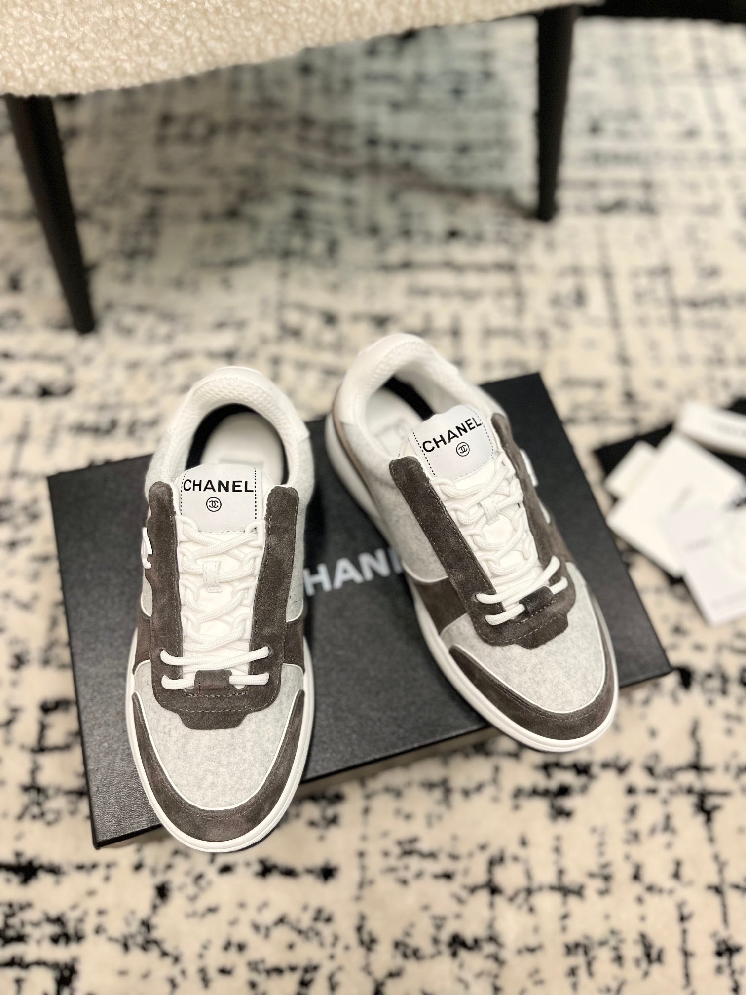 cc sneaker grey velvet dark brown suede