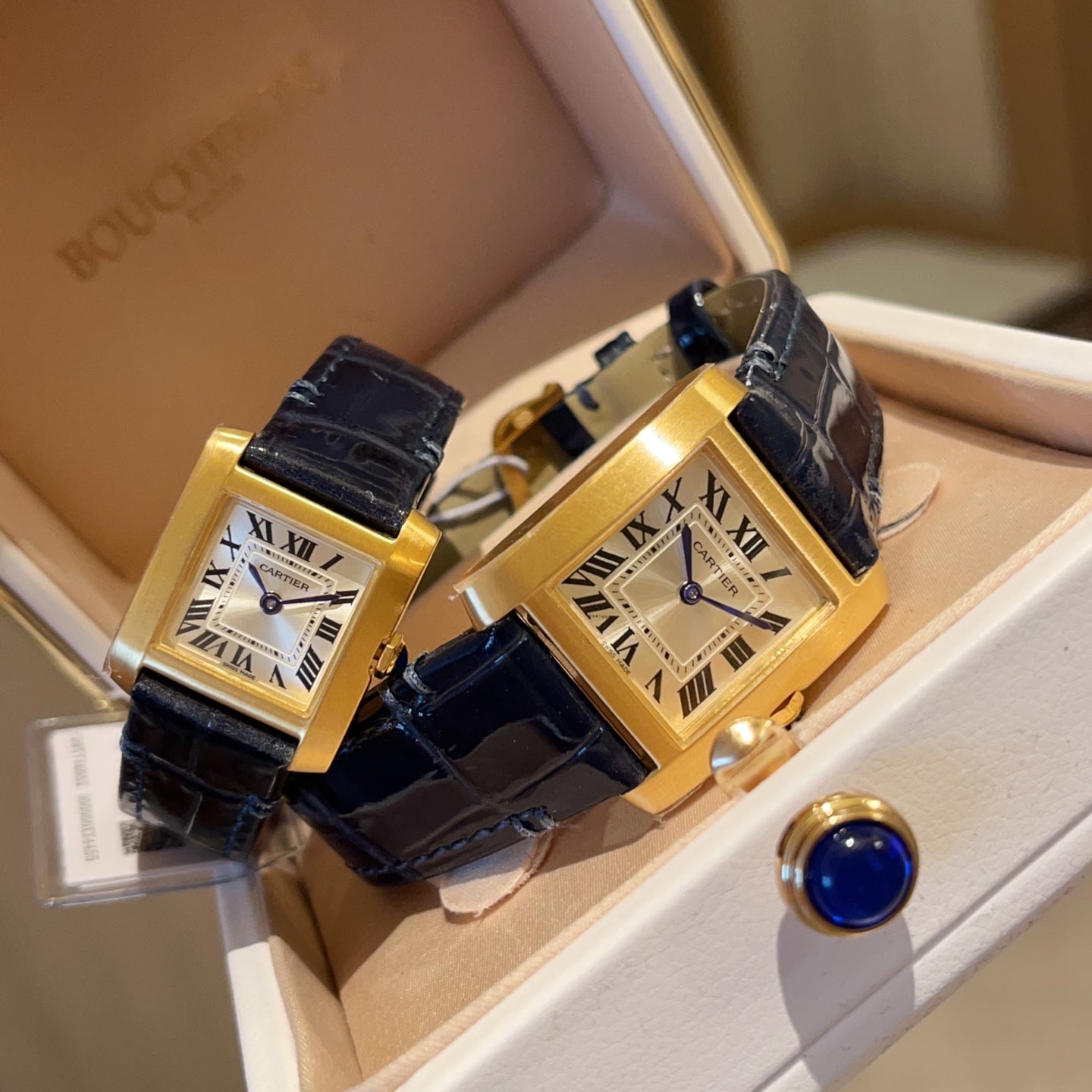 Cartier Tank Francaise 21.2 & 27 Gold Leather