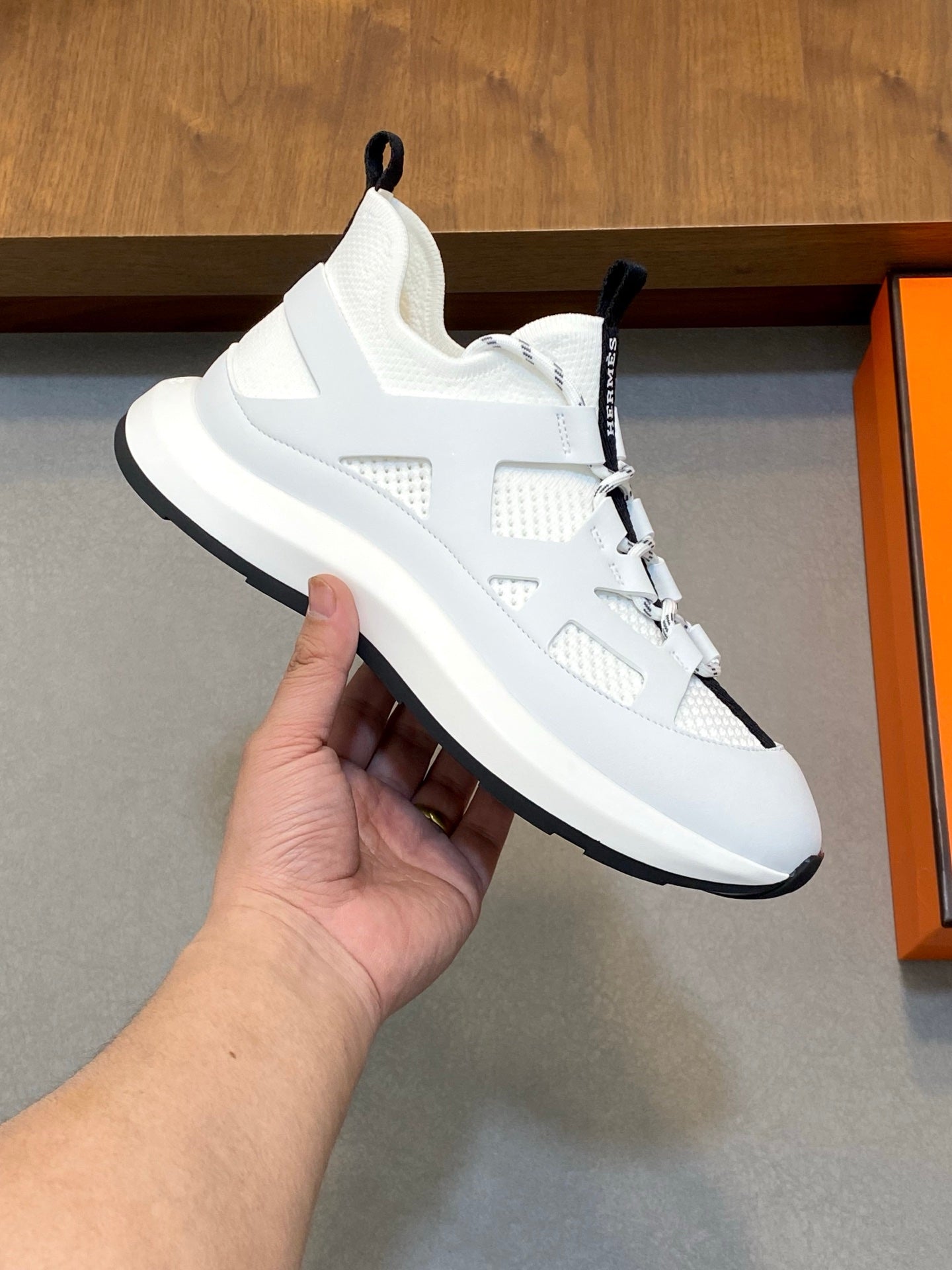 HM Men's Katana Sneaker White Calfskin 620161