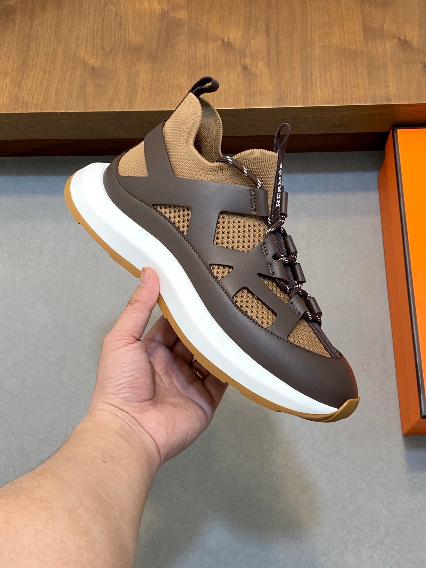 HM Men's Katana Sneaker Brown Calfskin 620162