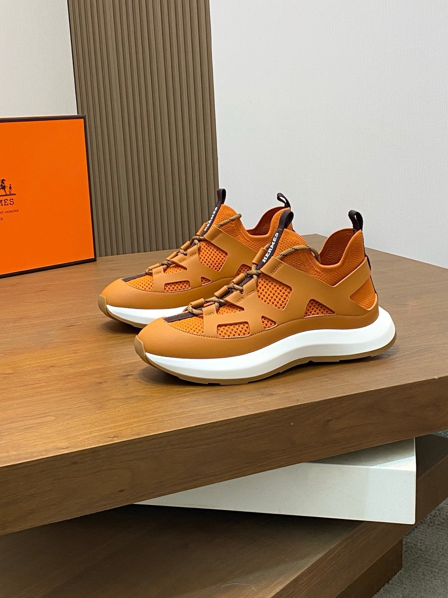 HM Men's Katana Sneaker Orange Calfskin 620163