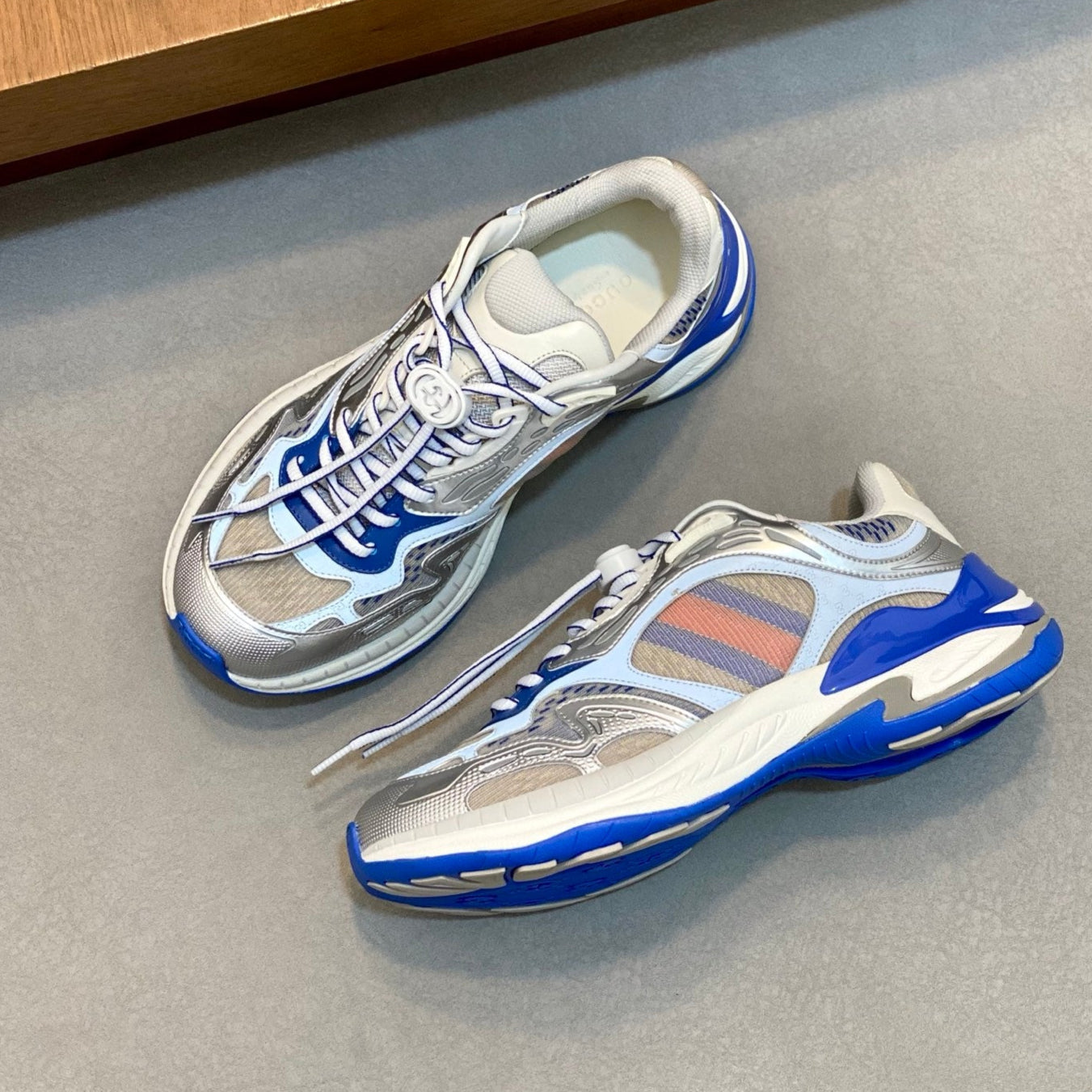 GG Men's 2.0 Sneakers Blue Grey Cowhide 720704