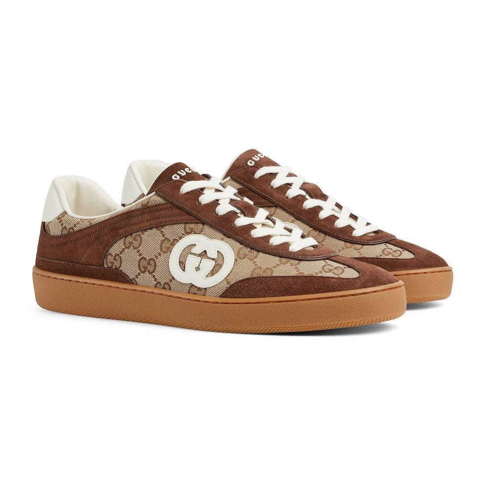 GG Men's G75 Sneaker Dark Brown Canvas Suede 523583