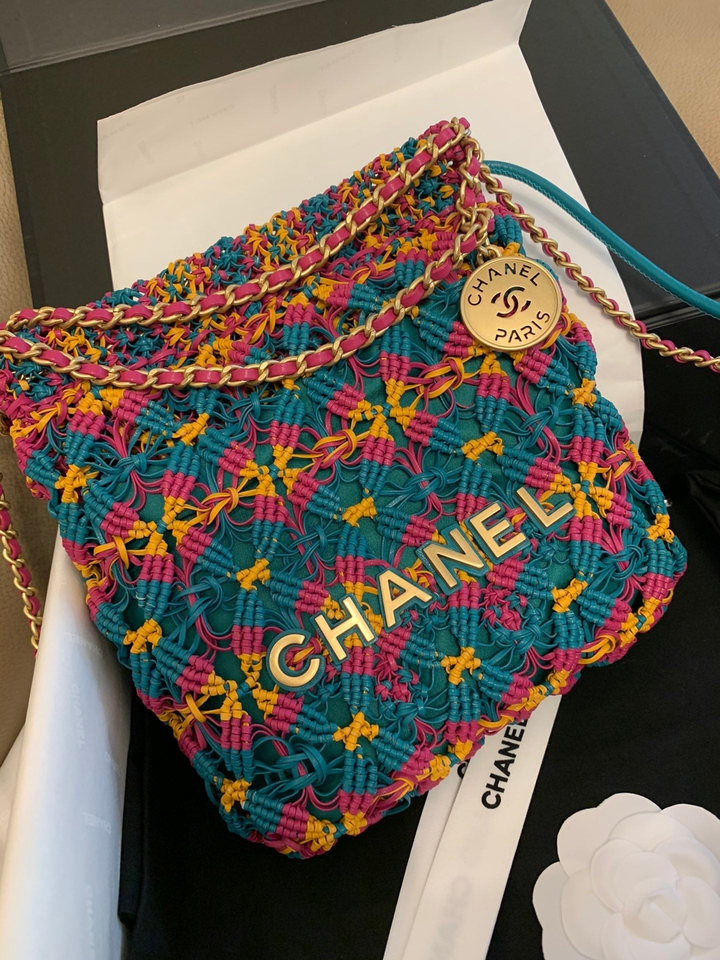 CC 22 Hobo 23cm Multicolor Macrame Calfskin Gold Hardware