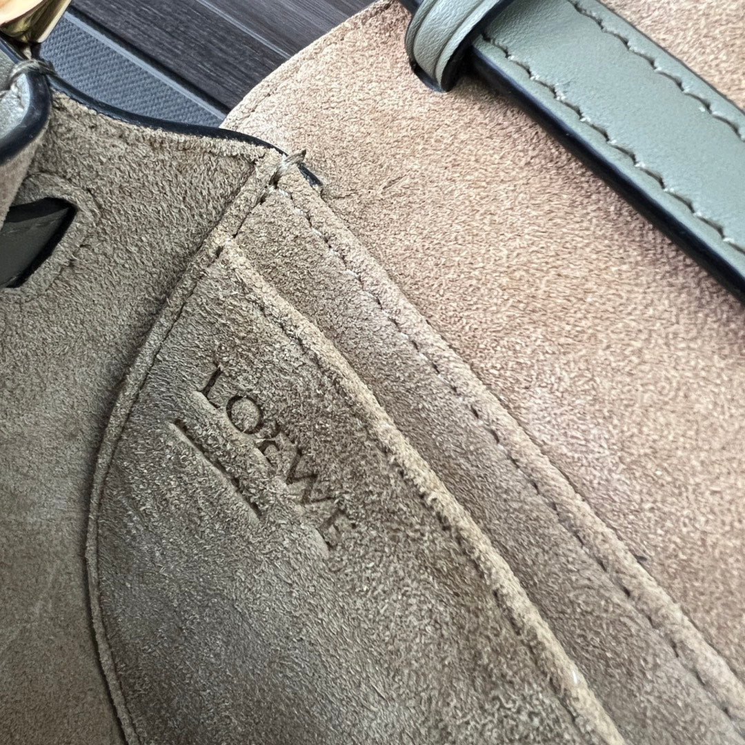 Mini Gate Dual bag in soft calfskin and jacquard Green smooth caflskin