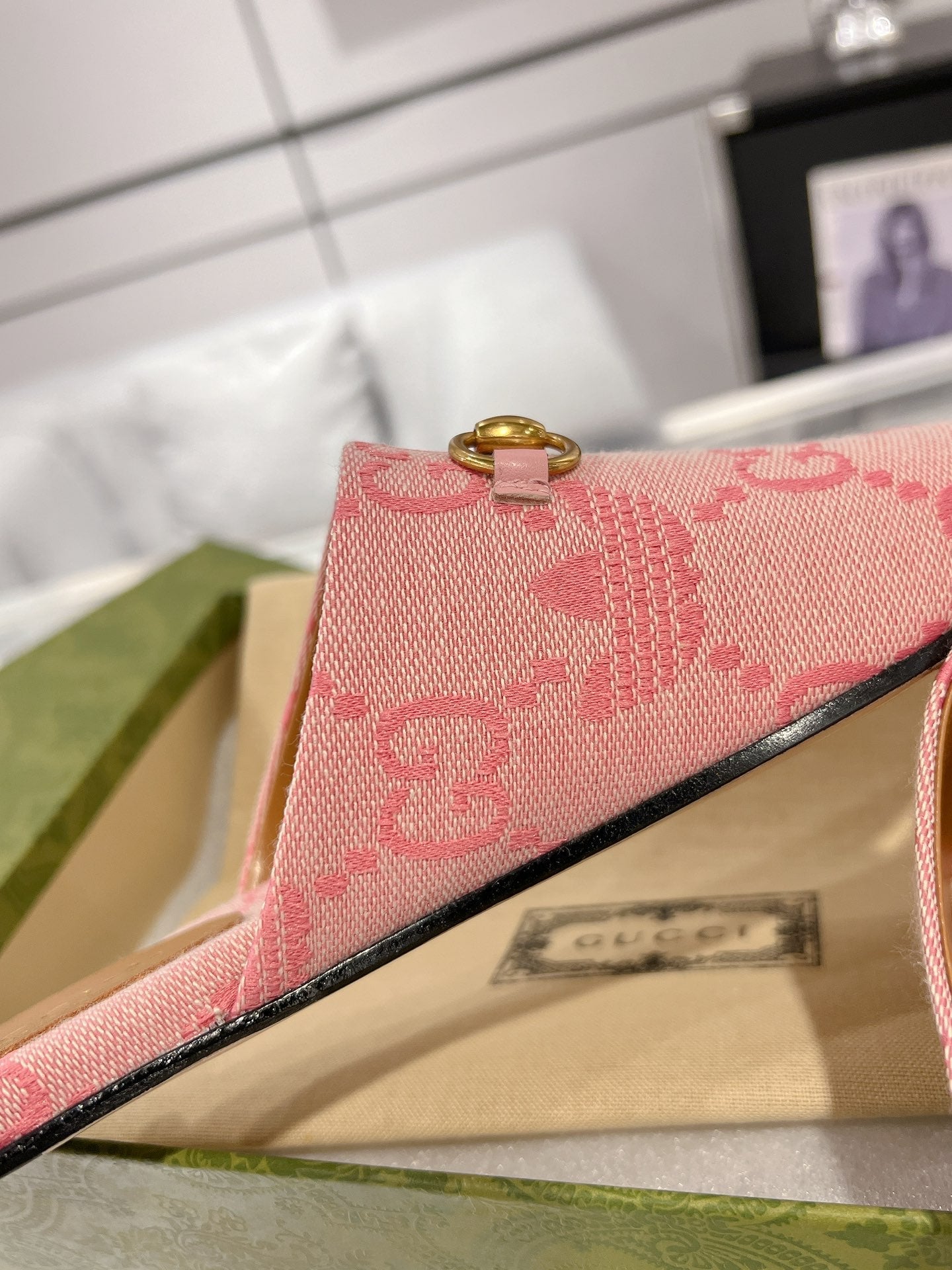 GG & ADIDAS MULE HORSEBIT BUCKLE LIGHT PINK CANVAS