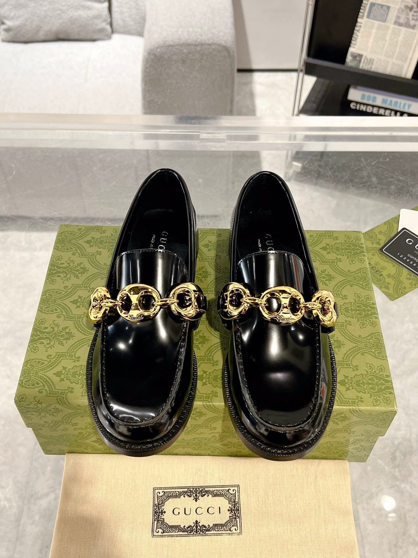 GG Marina Loafer Black Patent Calfskin