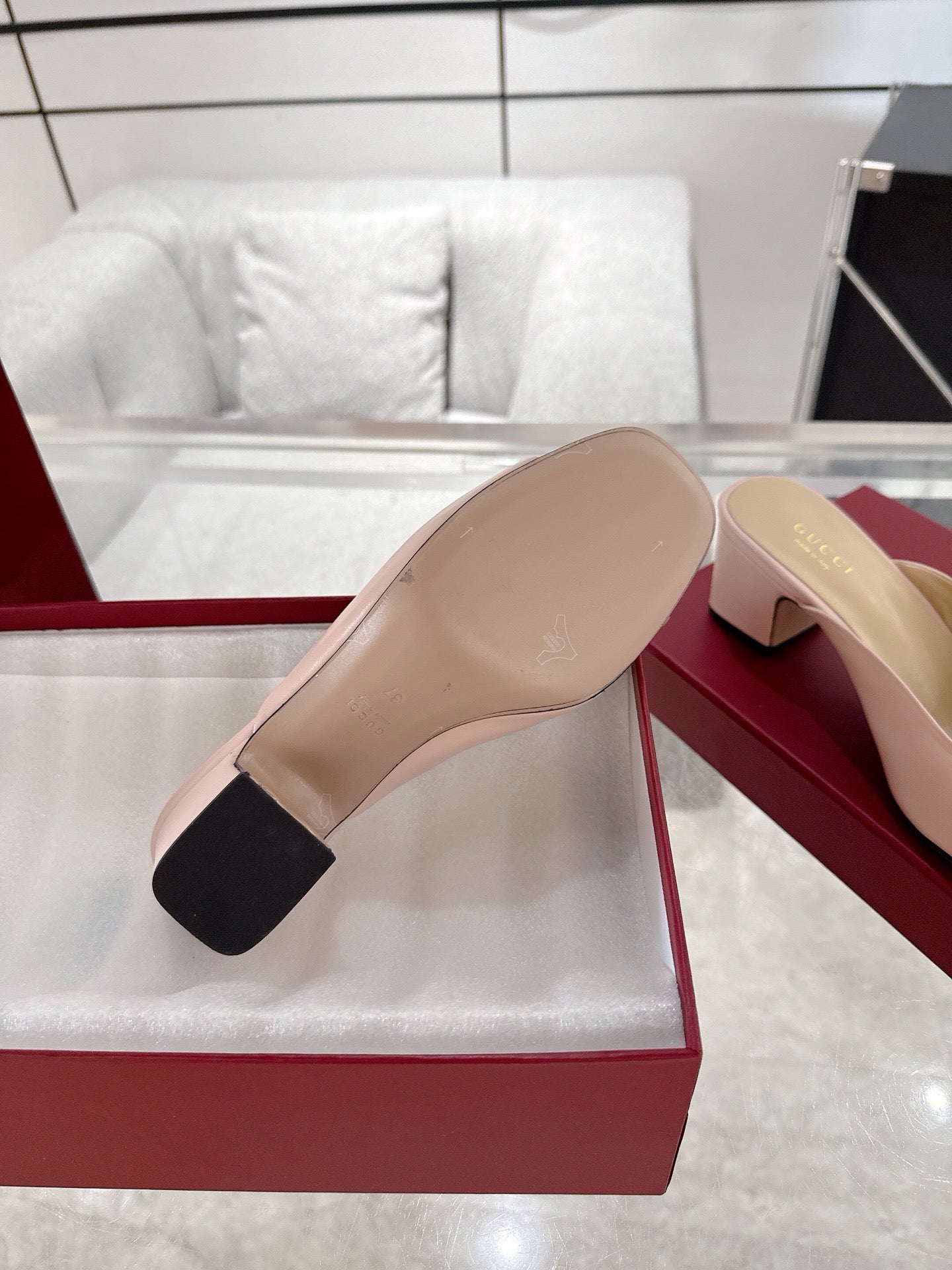 GC Horsebit Slide Pink Cowhide 292402