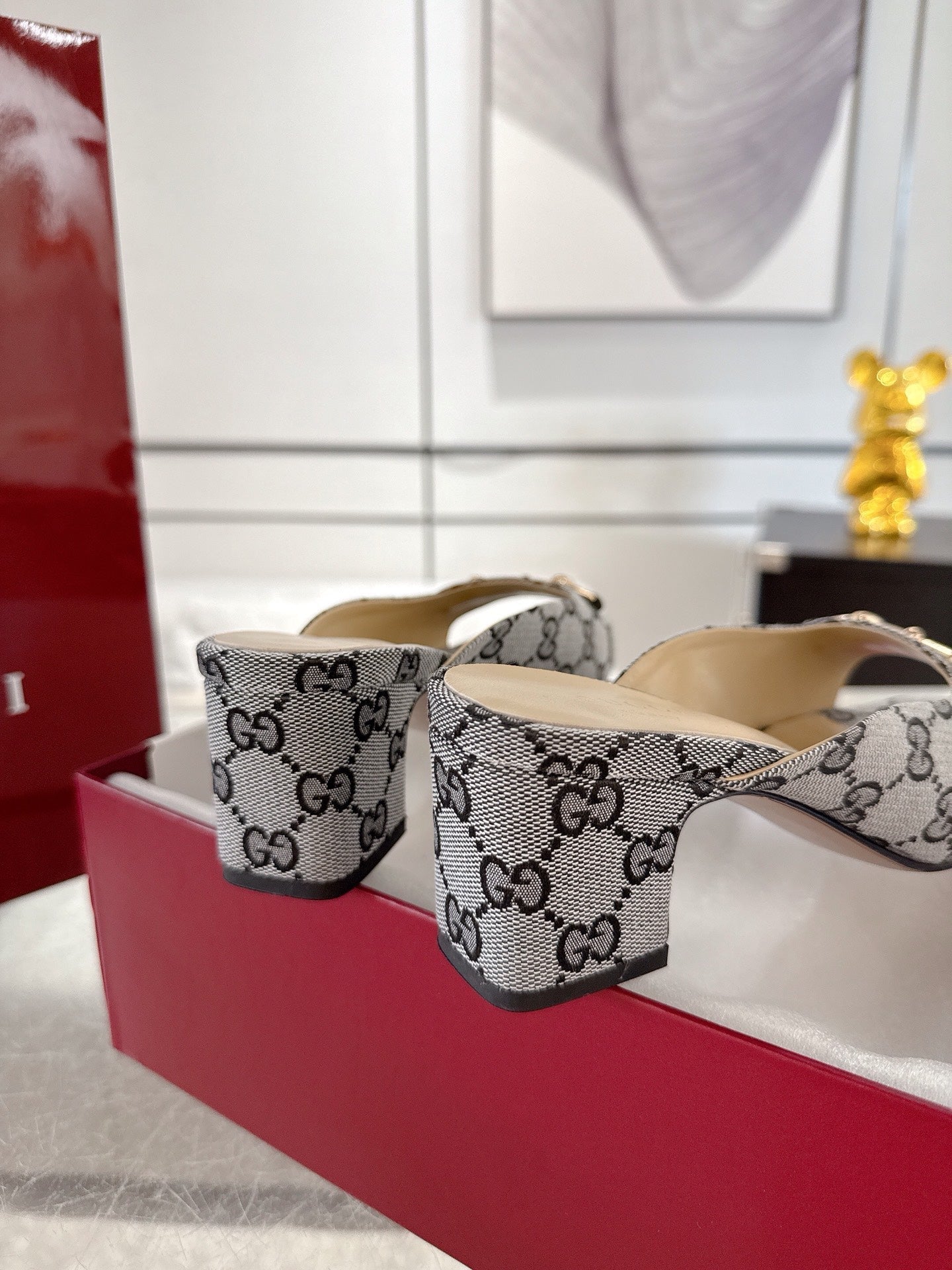 GC Horsebit Slide Gray Canvas Cowhide 292405