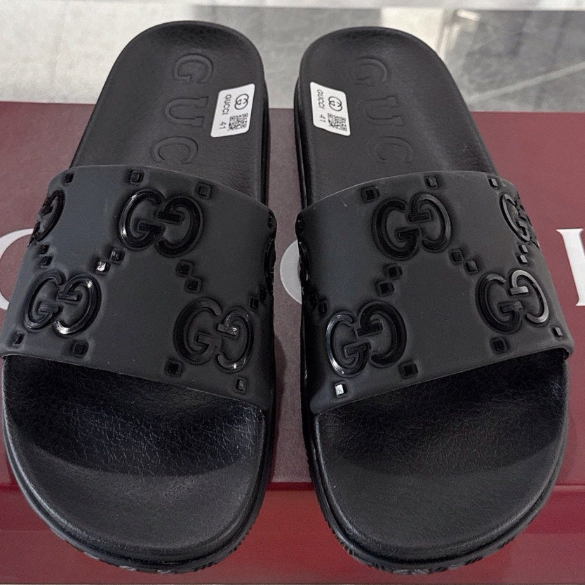 GC GG Slide Sandal Black Rubber 292416