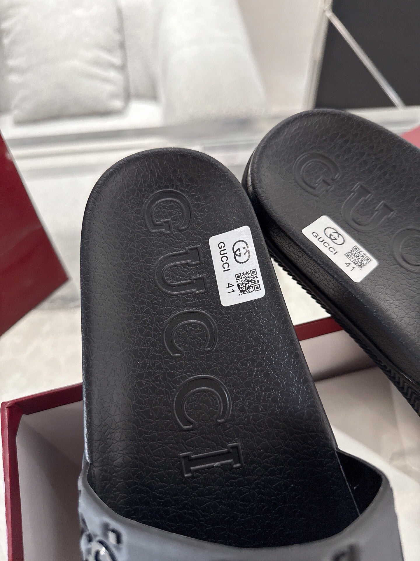 GC GG Slide Sandal Black Rubber 292416