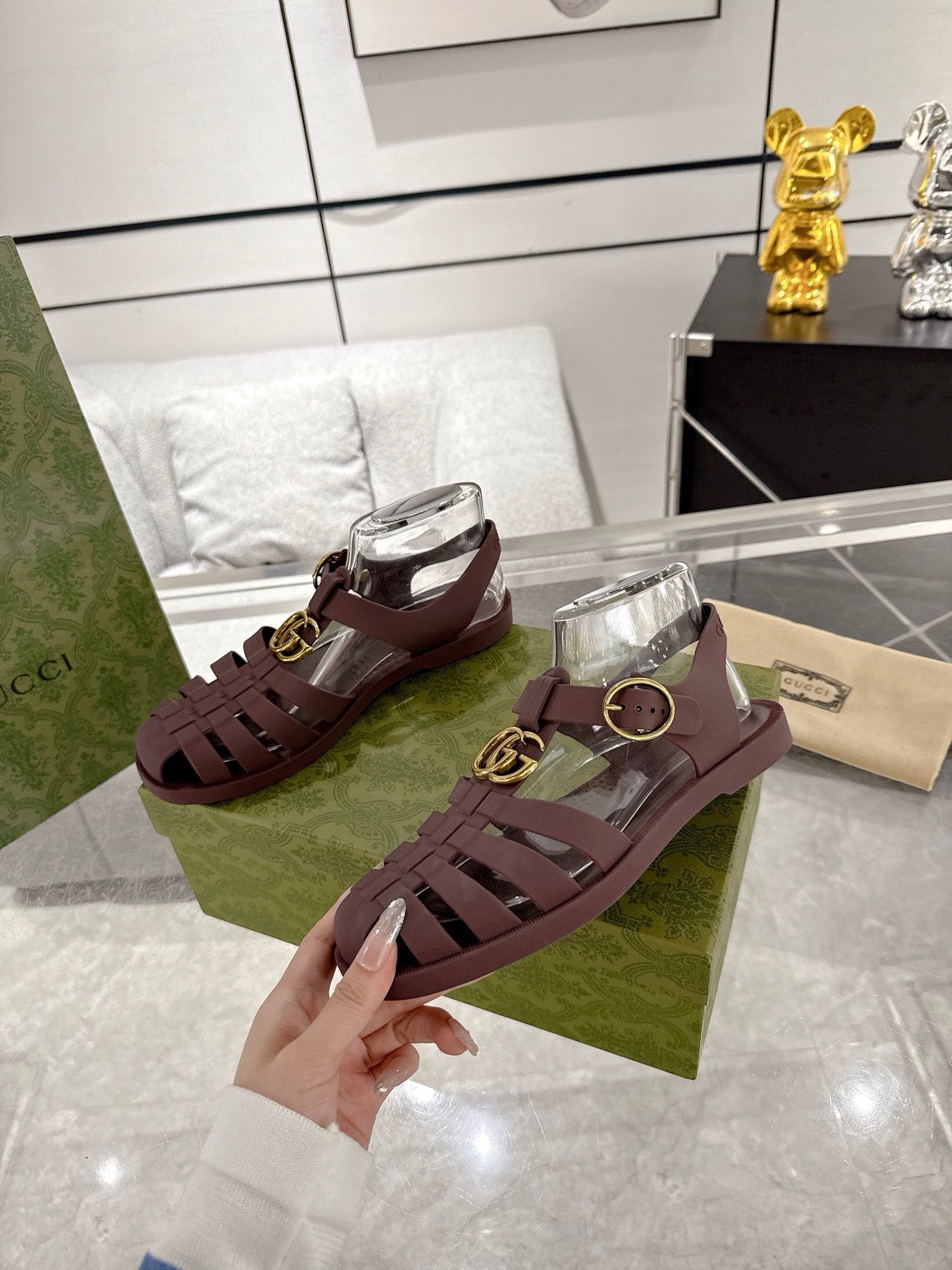 GC 25 Gold Double G Sandal bordeaux Rubber 292434