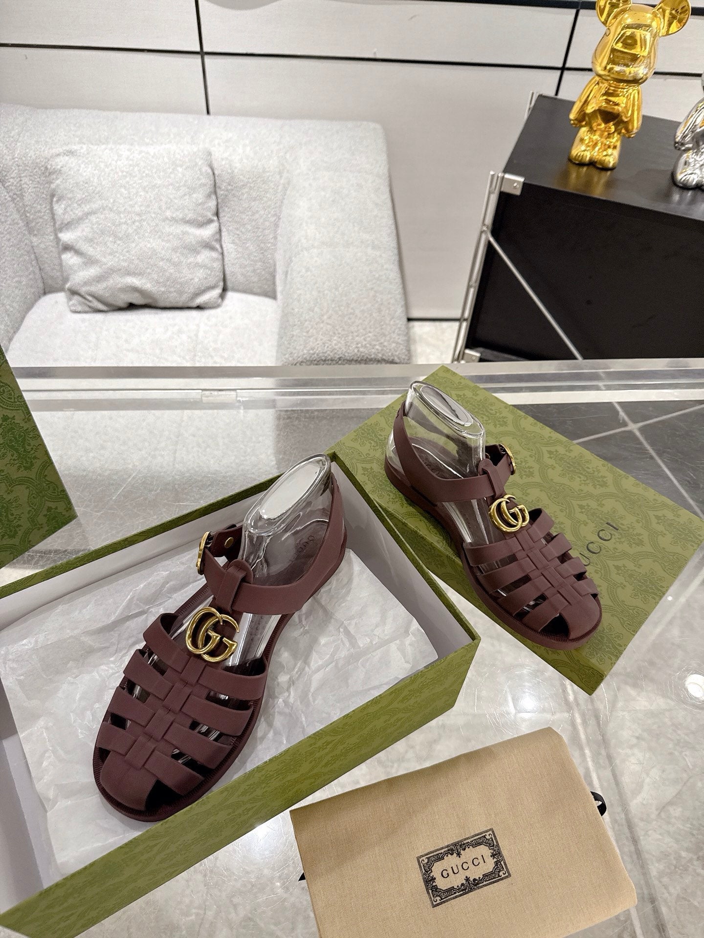 GC 25 Gold Double G Sandal bordeaux Rubber 292434