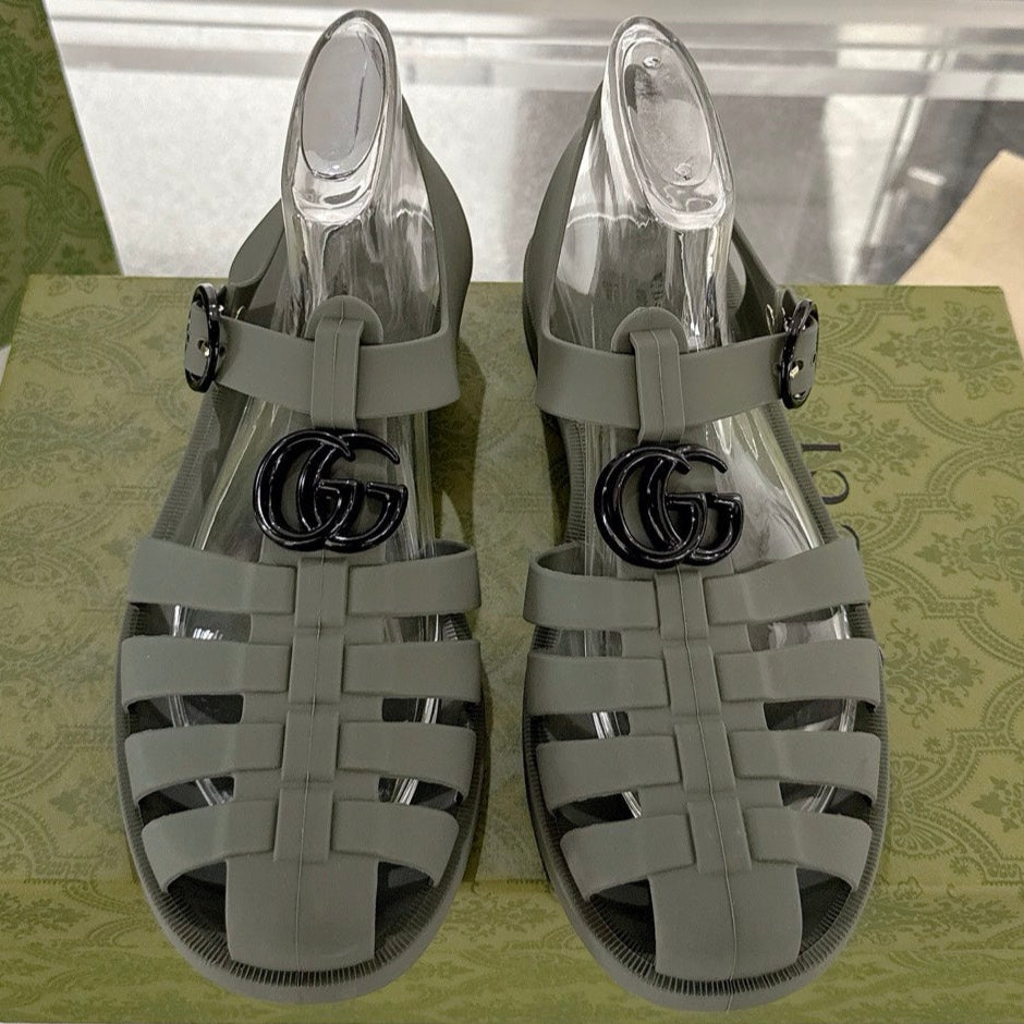 GC 25 Glossy Black Double G Sandal Dark Green Rubber 292426