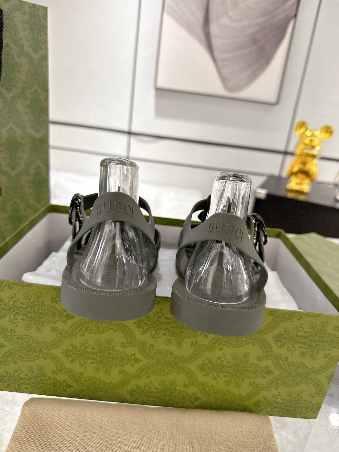 GC 25 Black Double G Sandal Dark Green Rubber 292428