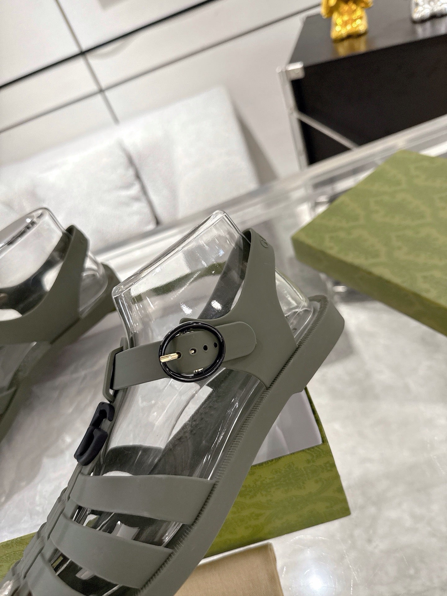 GC 25 Black Double G Sandal Dark Green Rubber 292428