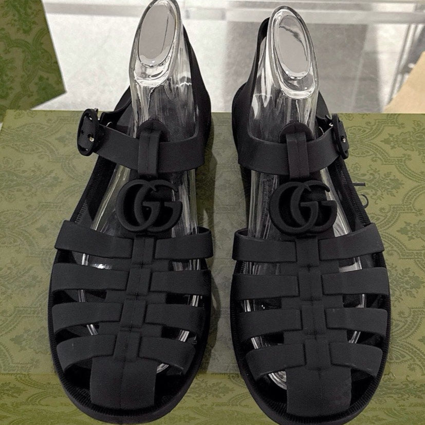 GC 25 Black Double G Sandal Black Rubber 292432