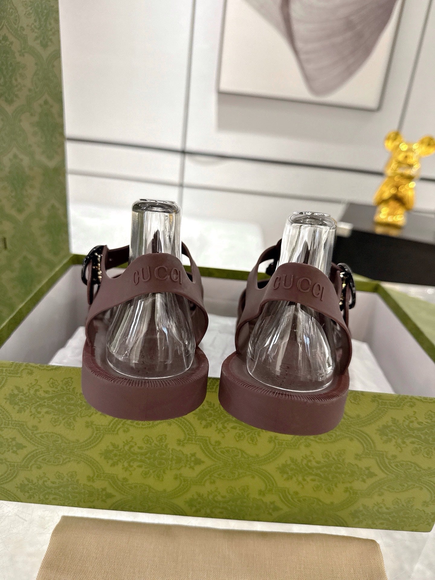 GC 25 Glossy Black Double G Sandal Bordeaux Rubber 292437