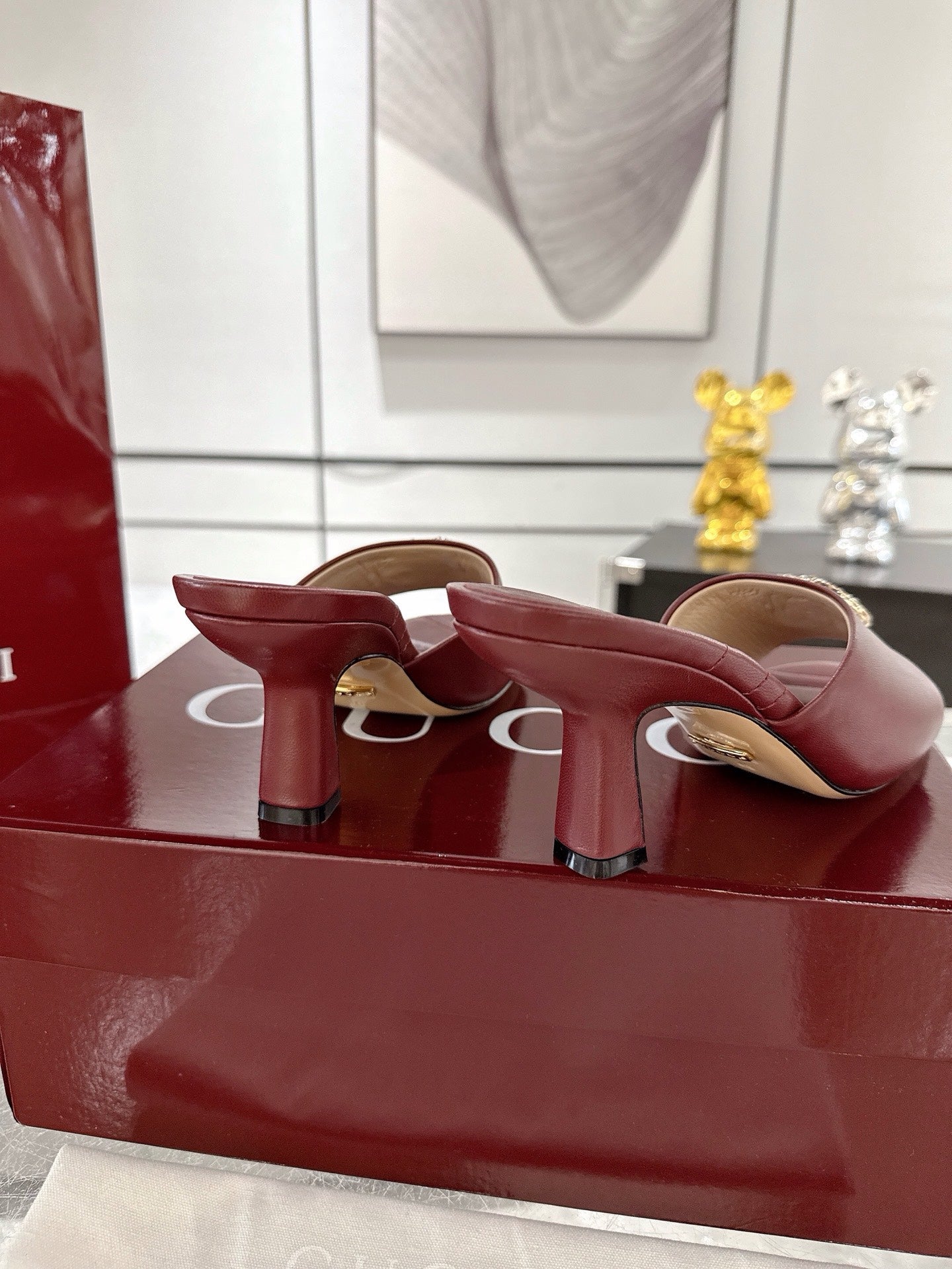 GC 2025 Double G High Heel Sandals Red Sheepskin 292470