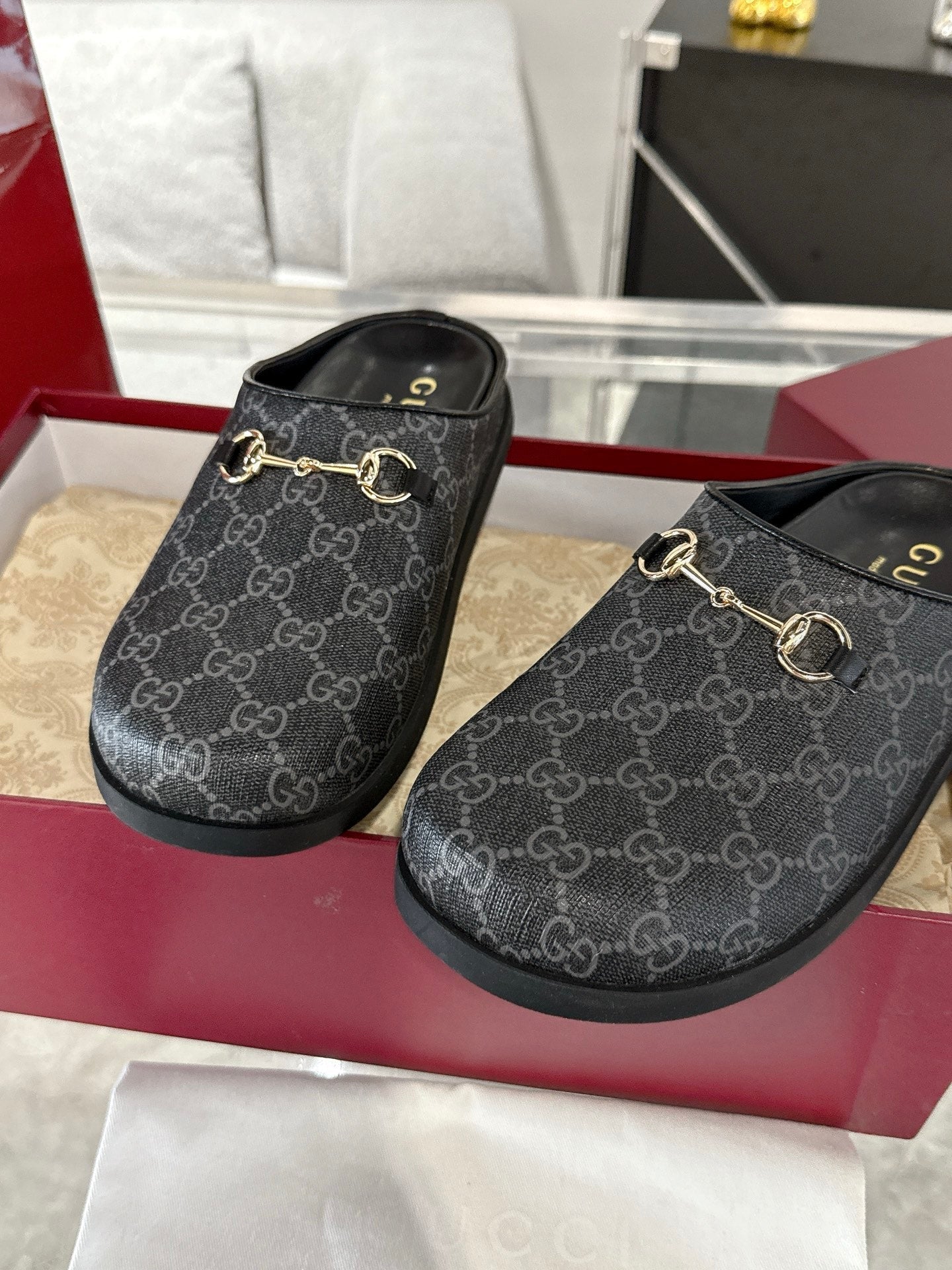 GC 25 Horsebit Mule Grey Monogram Canvas