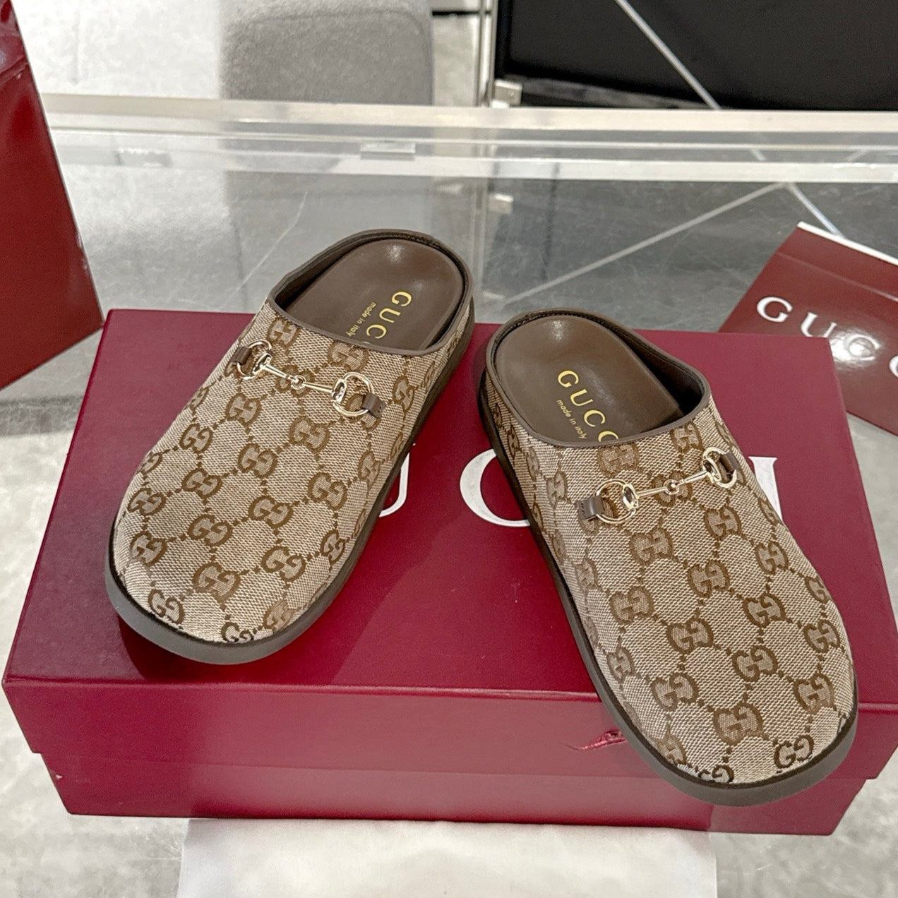 GC 25 Horsebit Mule Brown Monogram Canvas