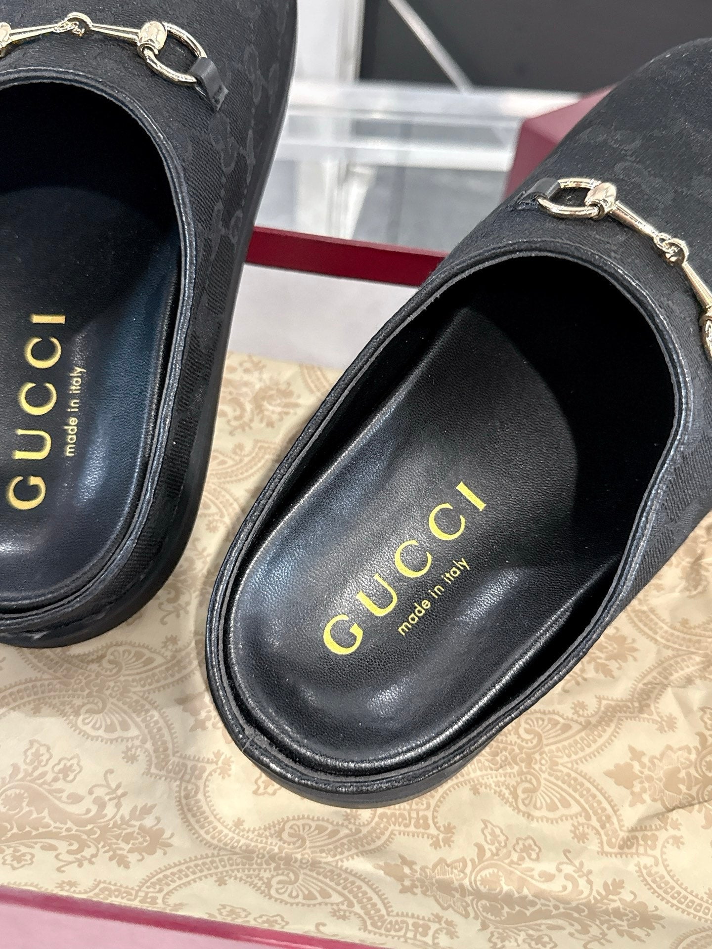 GC 25 Horsebit Mule Black Monogram Canvas