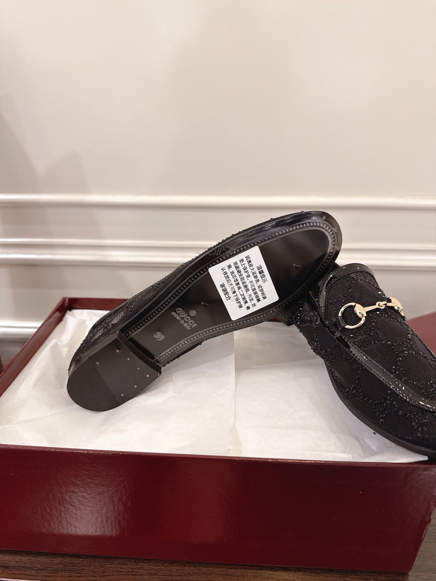 GG Jordaan Loafer Black Mesh With Crystal