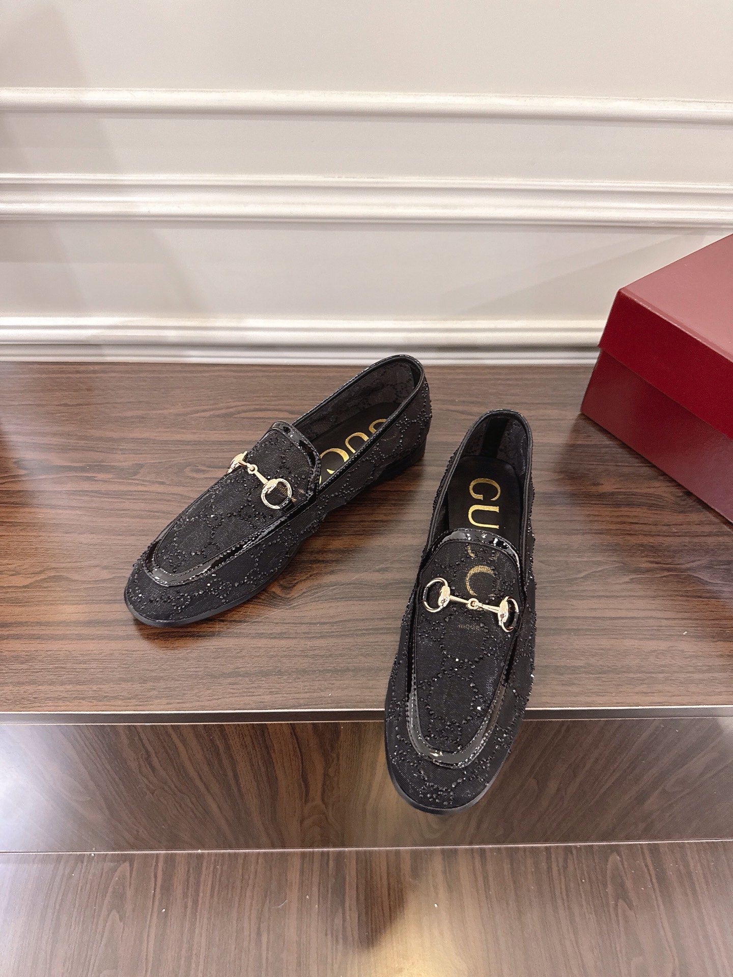 GG Jordaan Loafer Black Mesh With Crystal