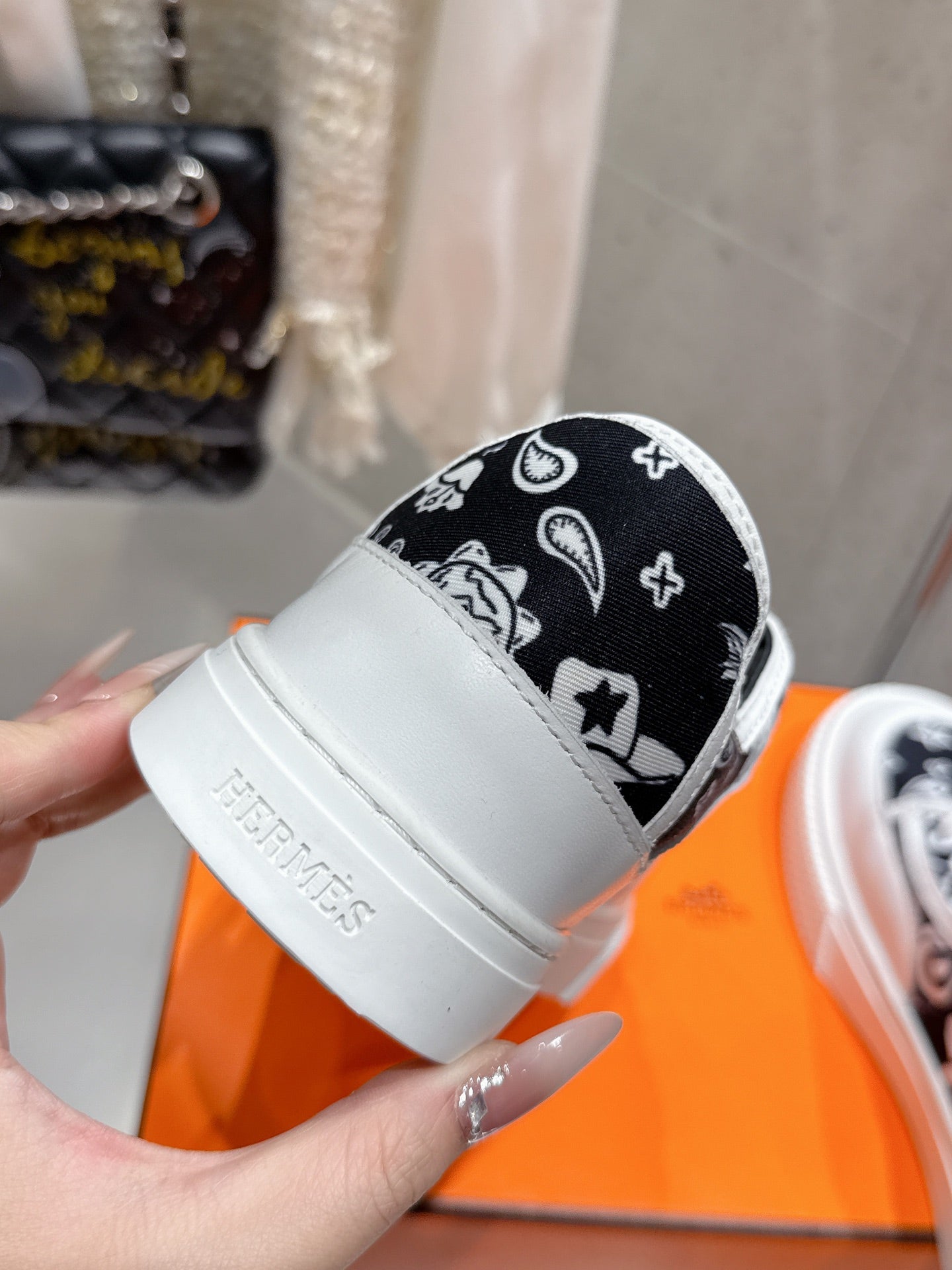 HM Get Sneaker Black mix White Denim and Calfskin 204764