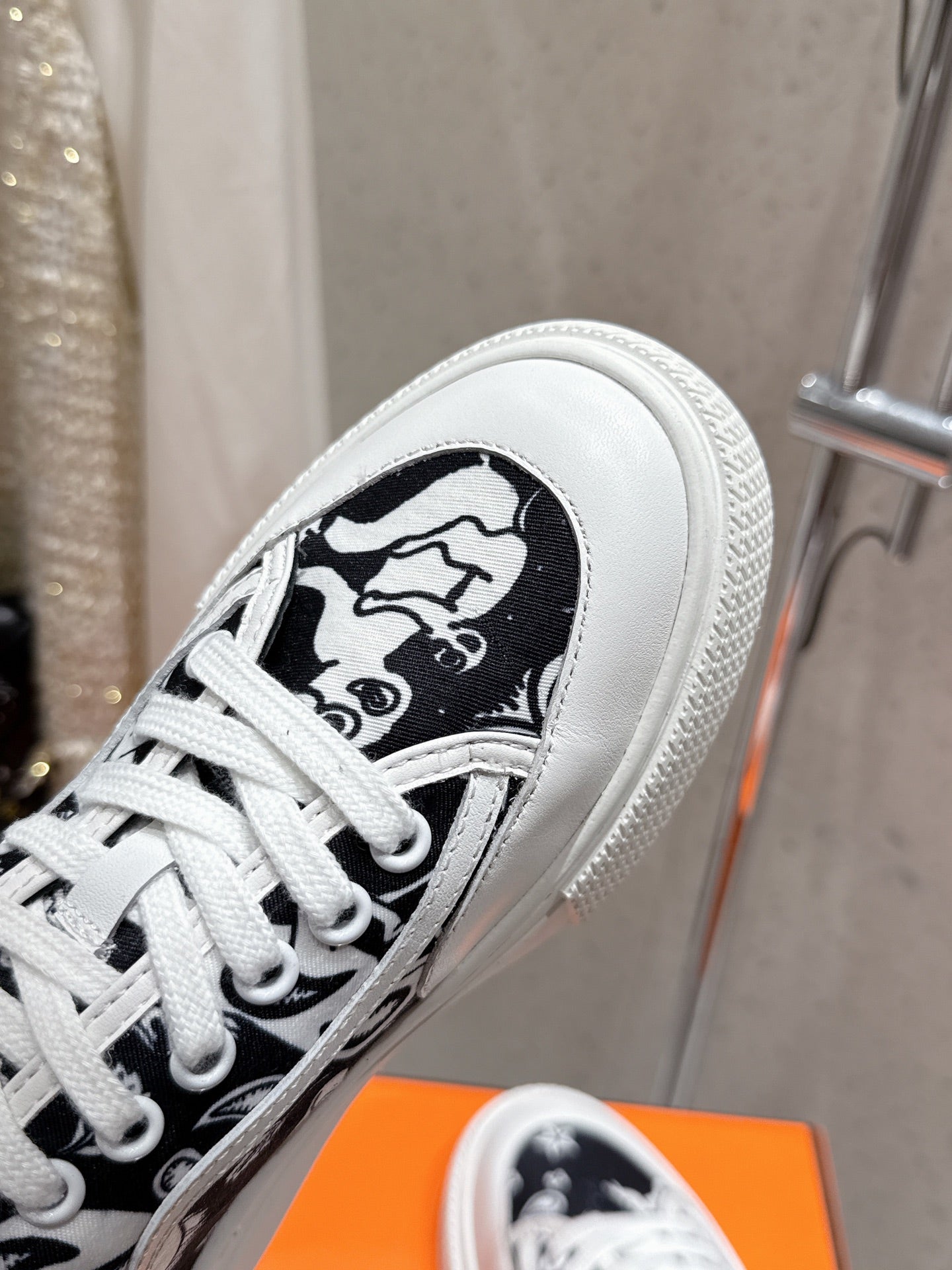 HM Get Sneaker Black mix White Denim and Calfskin 204764