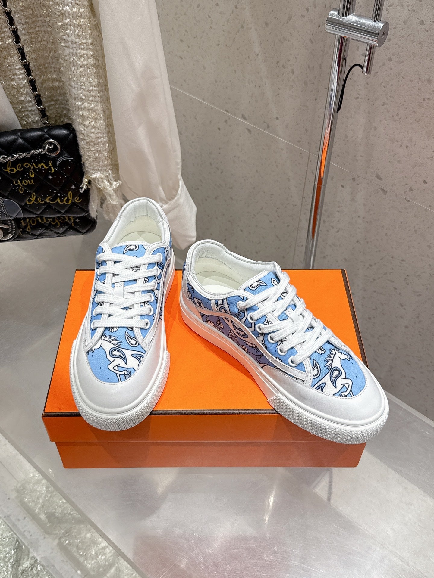 HM Get Sneaker Demin Blue Denim and Calfskin 204762