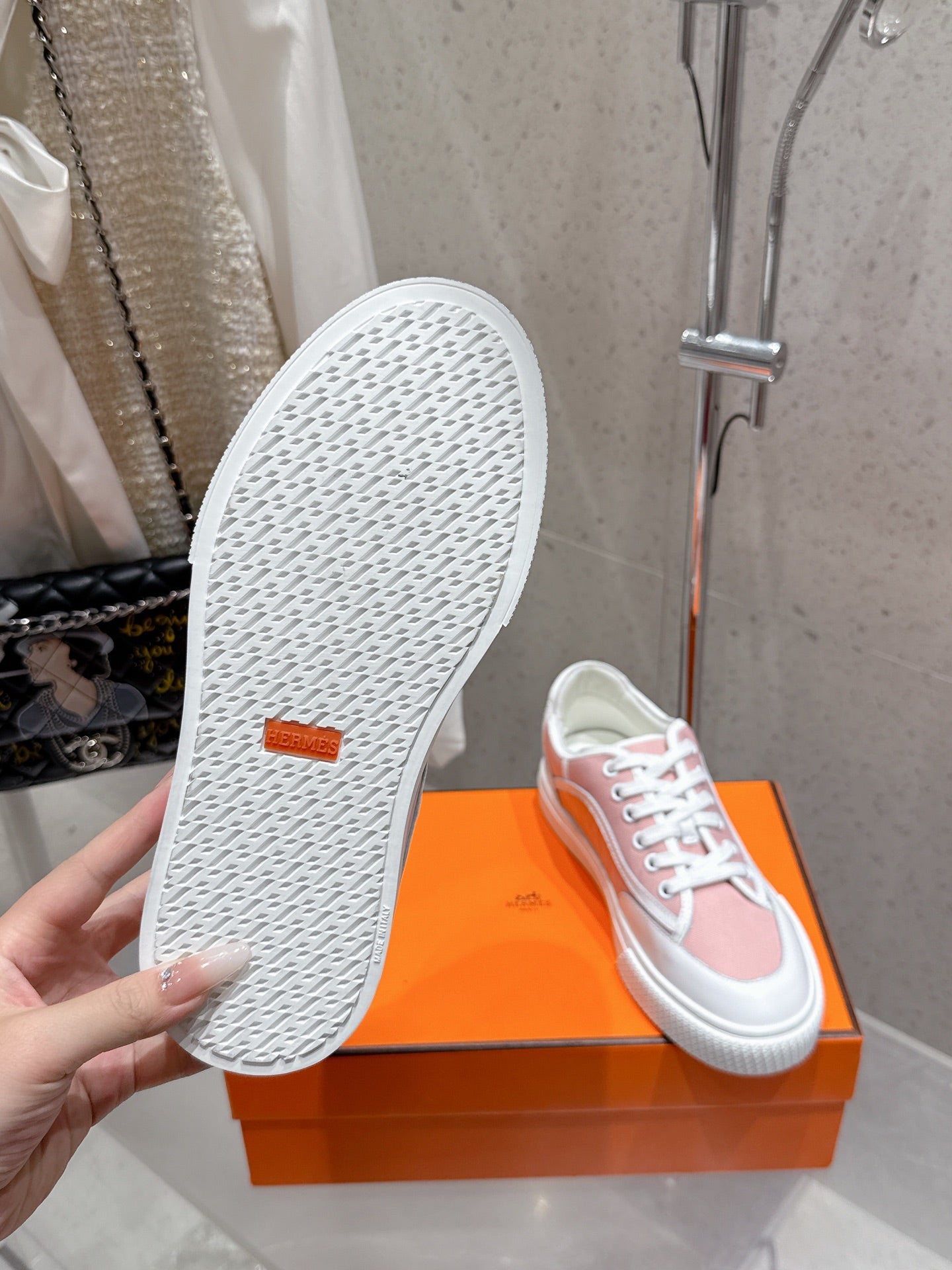 HM Get Sneaker Pink Pastel Canvas and Calfskin 204768
