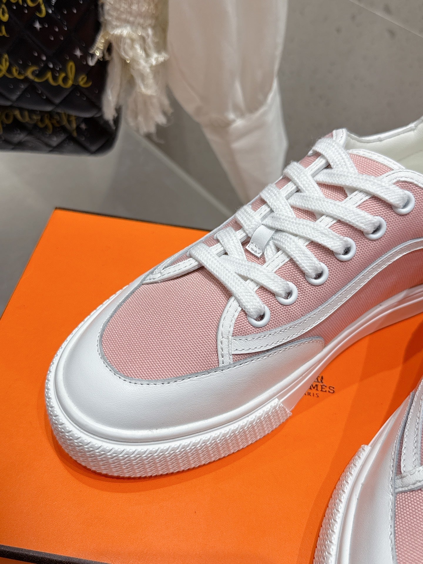 HM Get Sneaker Pink Pastel Canvas and Calfskin 204768